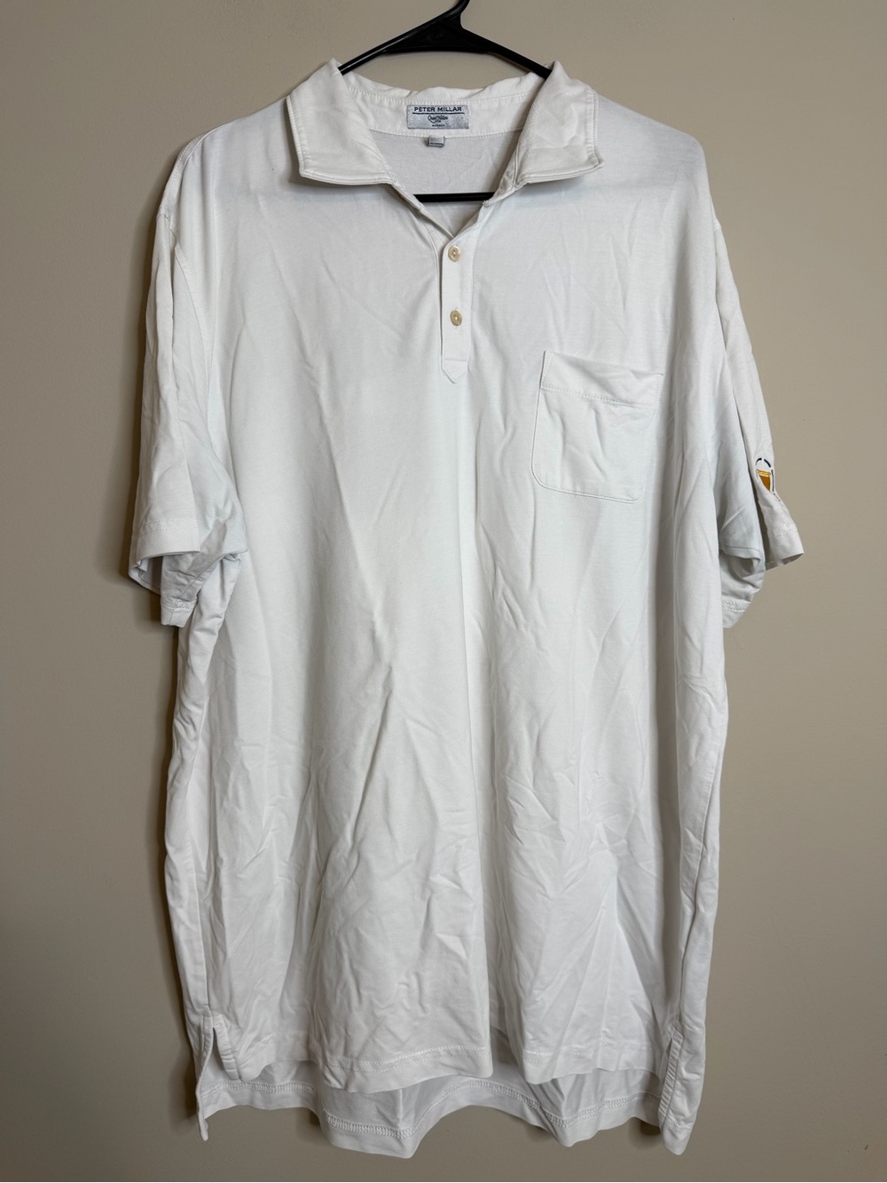 Peter Millar Performance Polo Quail Hollow Club Shirt White Size XL